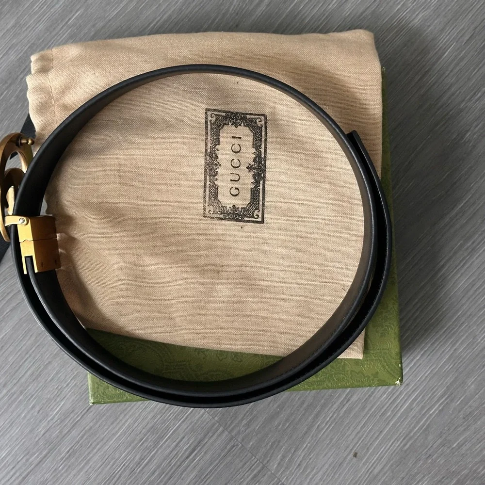 Gucci Black Leather Belt Bag with Gold Double G Buckle